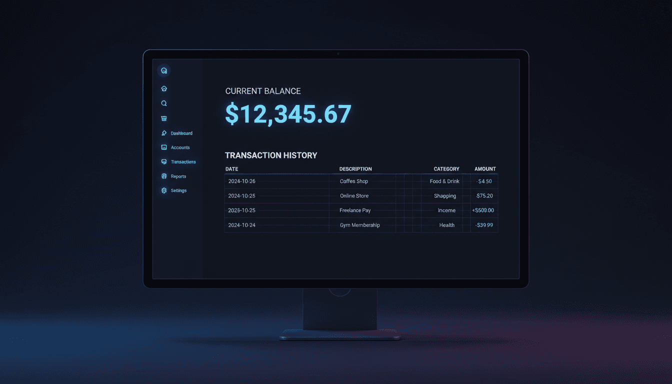 Account balance and transaction history